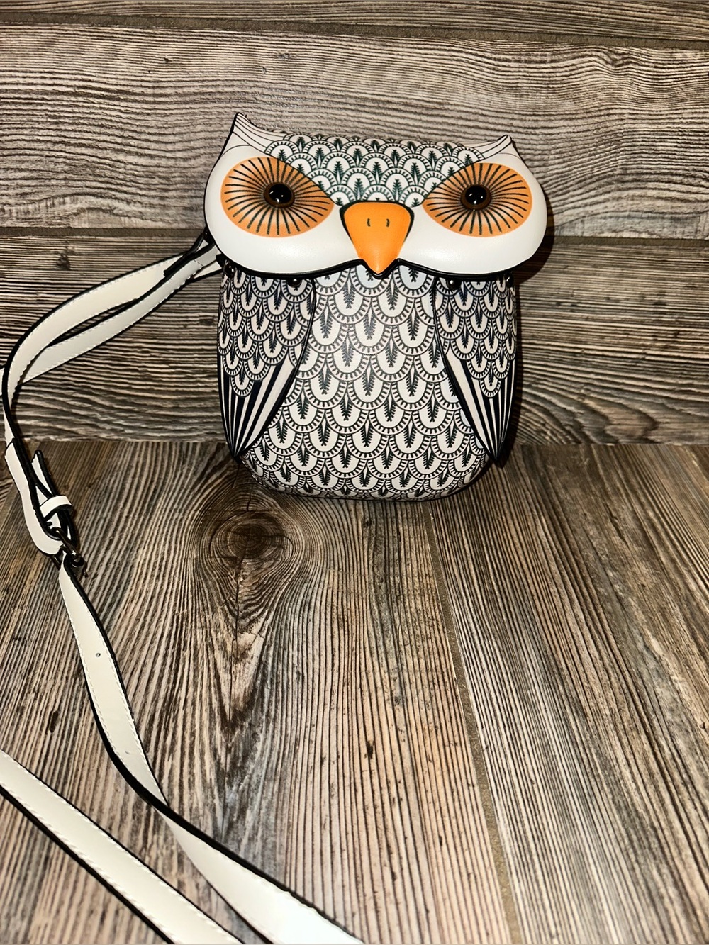 Owl Crossbody Bag - White and Orange Women's Purse Boho Harry Potter Novelty